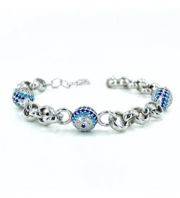 Nazarlı Gümüş Kadın Bileklik