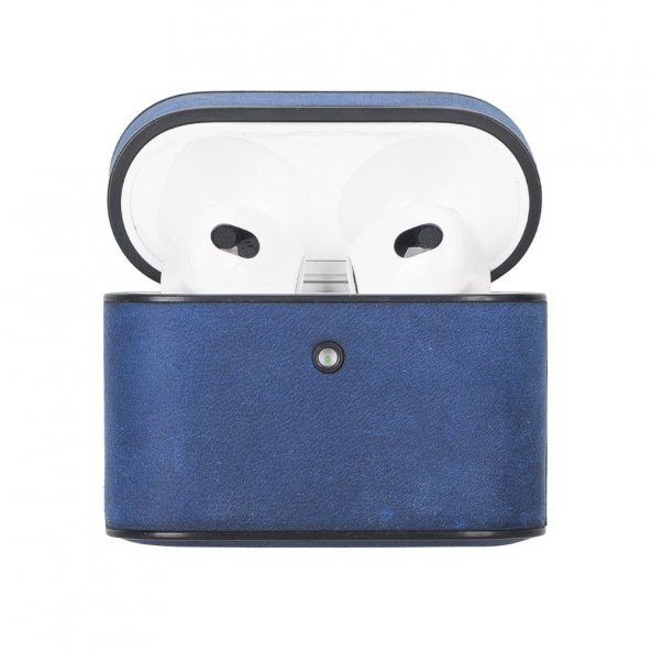 Casquet Apple AirPods 3.nesil Uyumlu Deri Kılıf G21 Mavi - 4