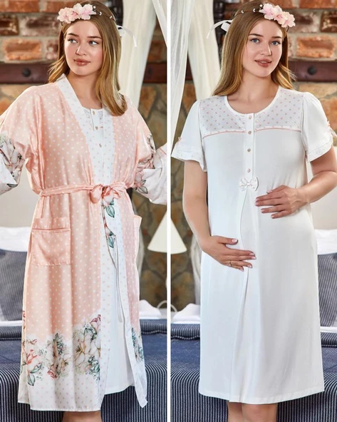 Cossy By Aqua 23170-23172 Pudra Hamile Lohusa Gecelik Sabahlık Tk - 2