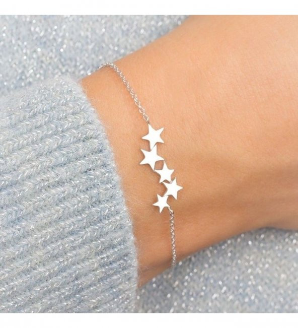 925 Ayar Sıra Yıldız Model Gümüş Bileklik Özel Gün Hediyesi ürün görseli 1
