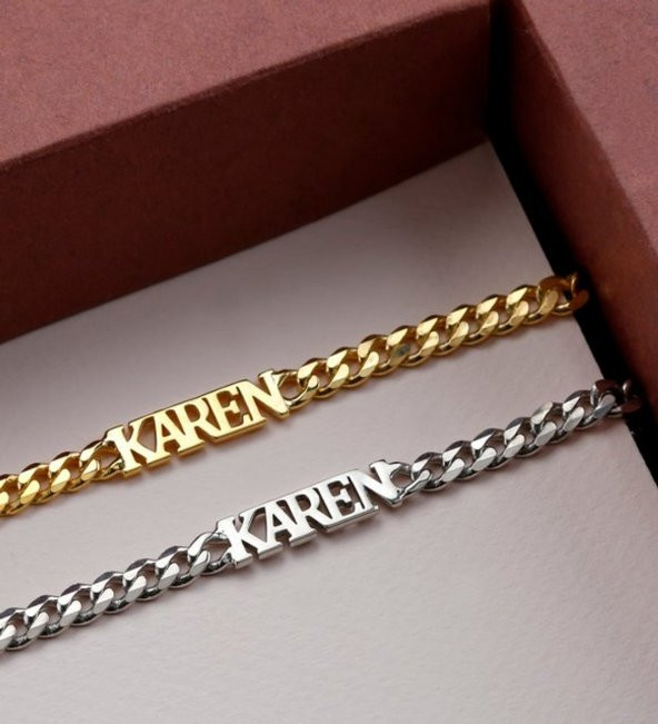 925 Ayar Kişiye Özel İsimli Unisex Bileklik