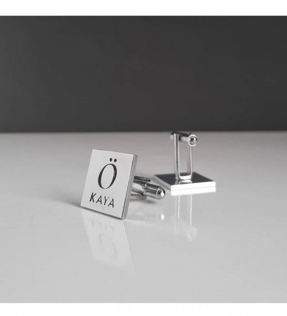 Kişiye Özel Harf ve İsimli 925 Ayar Gümüş Kol Düğmesi Özel Gün Hediyesi