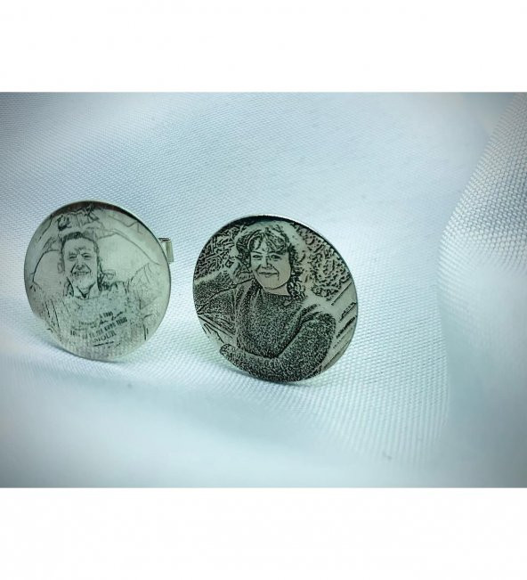 Kişiye Özel Fotoğraf Baskılı 925 Ayar Gümüş Özel Tasarım Hediyelik Kol Düğmesi - Resim 2
