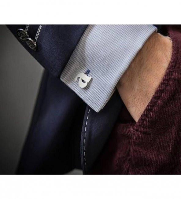 Kişiye Özel 925 Ayar Gümüş Özel Tasarım Harf Model Hediyelik Kol Düğmesi ürün görseli 1