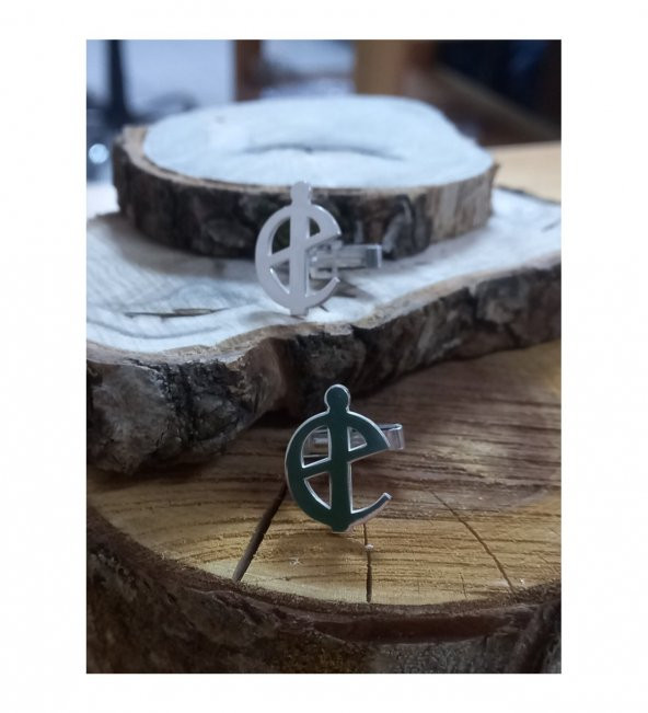 İç İçe İkili Harf Model 925 Ayar Gümüş Erkek Kol Düğmesi Özel Gün Hediyesi