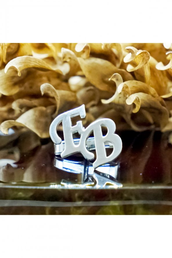 E-B Harfli Gümüş Kol Düğmesi 925 Ayar - Resim 2