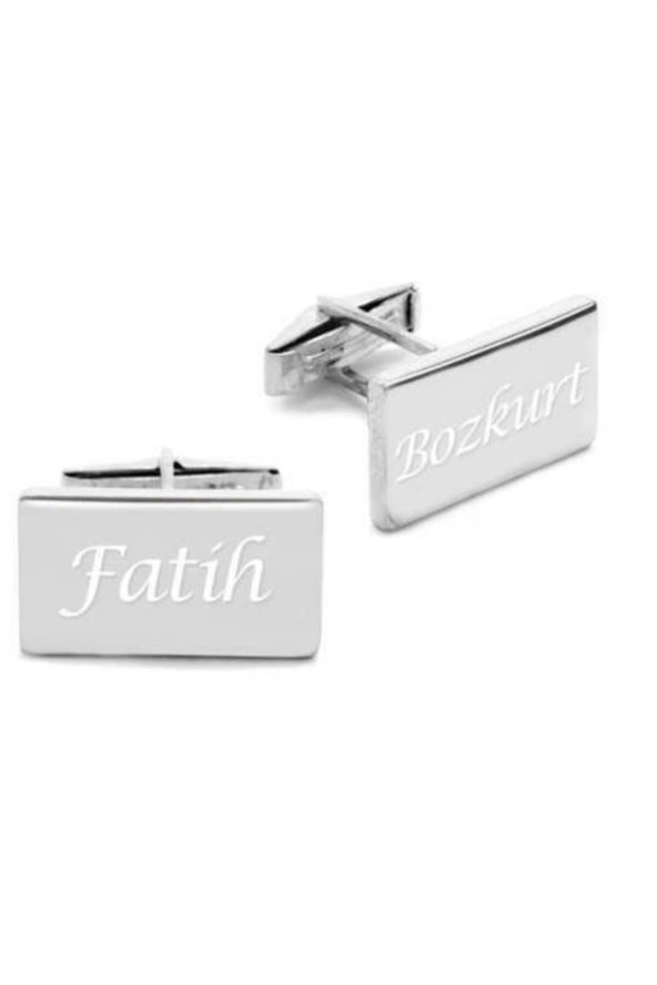 Dörtgen Tasarım 925 Ayar Gümüş Kol Düğmesi - 2