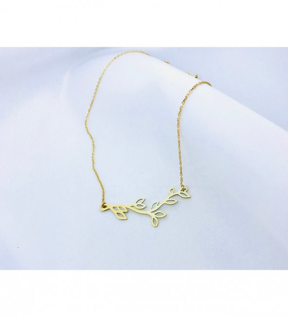 Yaprak Motifli Gümüş Kolye