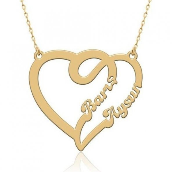 VİP Çift Kalp Isimli Gümüş Kolye Özel Gün Hediyesi