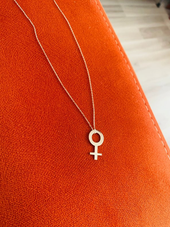 Venüs Kadın Sembolü 925 Ayar Gümüş Kolye - 2