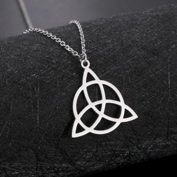 Unisex Triquetra 925 Ayar Gümüş Tasarım Kolye ürün görseli 1