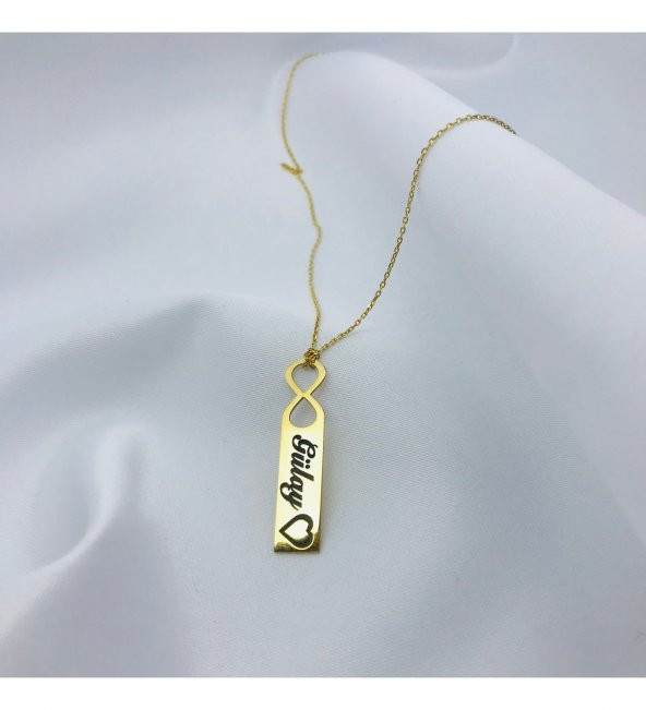 Sonsuz Aşk Model Gold Levha İsim Kolye