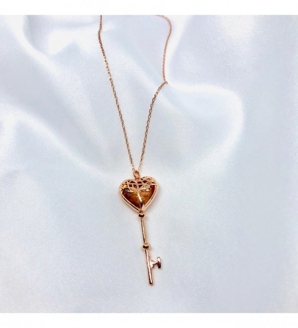 Rose Anahtar Model Gümüş Kolye Özel Gün Hediyesi