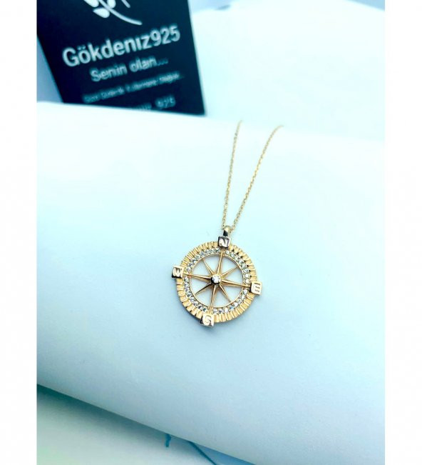 Pusula Model Unisex Hediyelik Gümüş Kolye