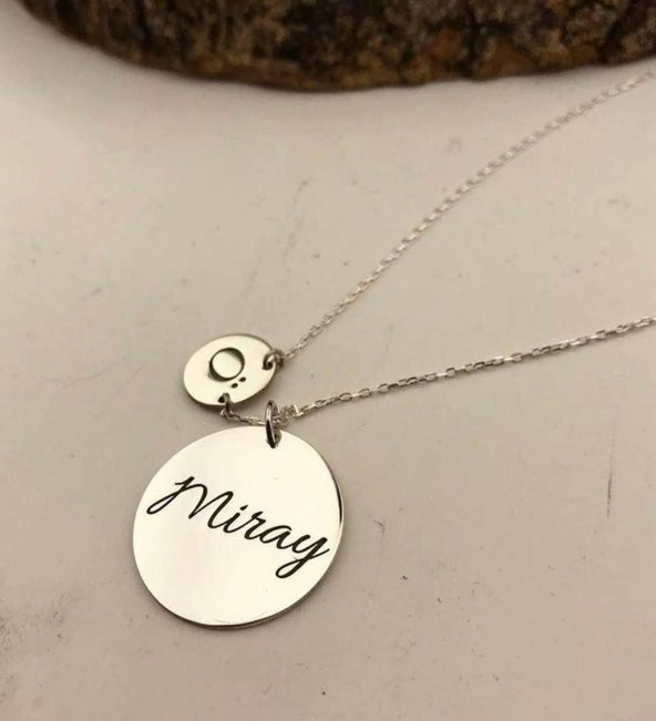 Plaka Kolye Harfli İsimli 925 Gümüş Kolye Özel Gün Hediyesi ürün görseli 1