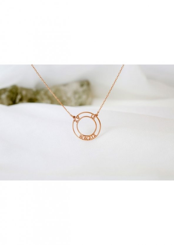 Özel Tarih Yazılı Halka Model 925 Ayar Gümüş Kadın Hediyelik Kolye ürün görseli 1