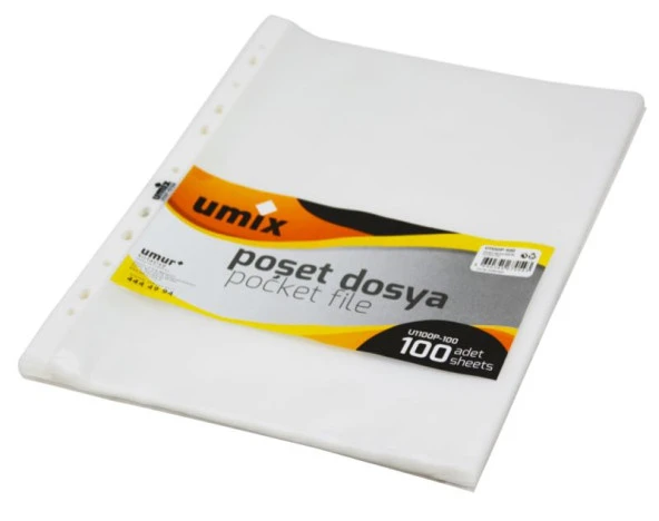 Umix A4 Şeffaf Poşet Dosya 100'lü 5 Paket ( 500 Adet )
