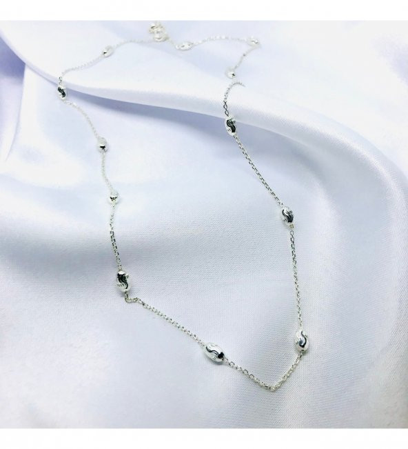 Mini Top Zincir Model Gümüş Kolye