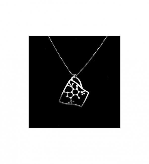 Kafein Molekülü Model Kahve Fincanı 925 Ayar Gümüş Tasarım Kolye