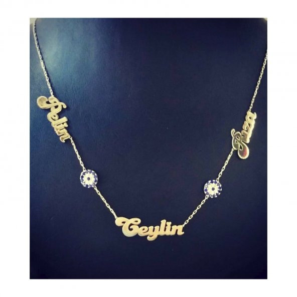 Isimli Nazarlıklı Gümüş Kolye Özel Gün Hediyesi ürün görseli 1