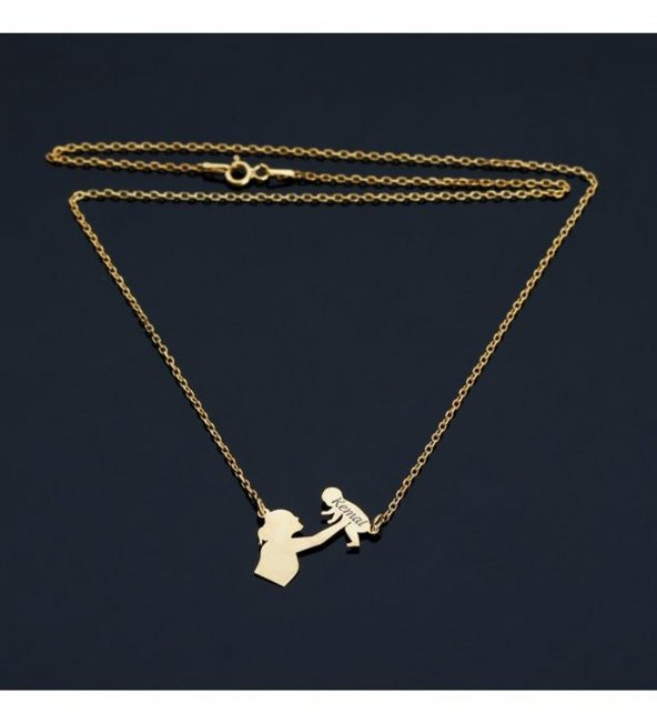 İsimli Anne Bebek Gümüş Kolye Özel Gün Hediyesi ürün görseli 1