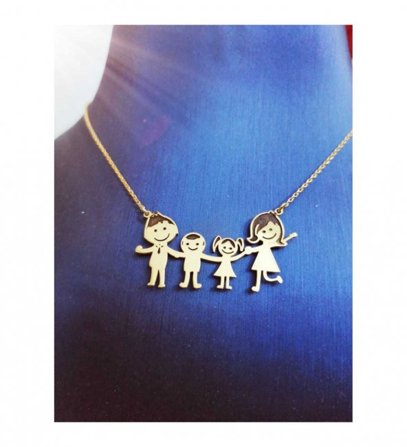 İsimli Aile Tasarım Gümüş Hediye Kolye