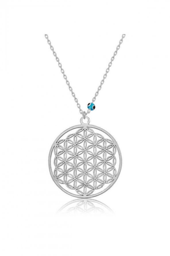 Gümüş Nazar Gözlü Yaşam Çiçeği Kolye