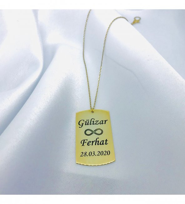 Gold Plaka Gümüş İsim Kolye ürün görseli 1