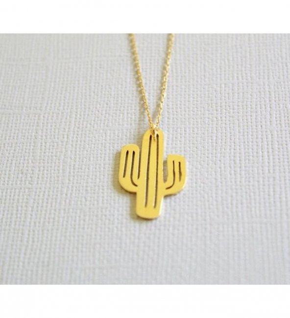 Gold Kaktüs Model Gümüş Kadın Kolye ürün görseli 1