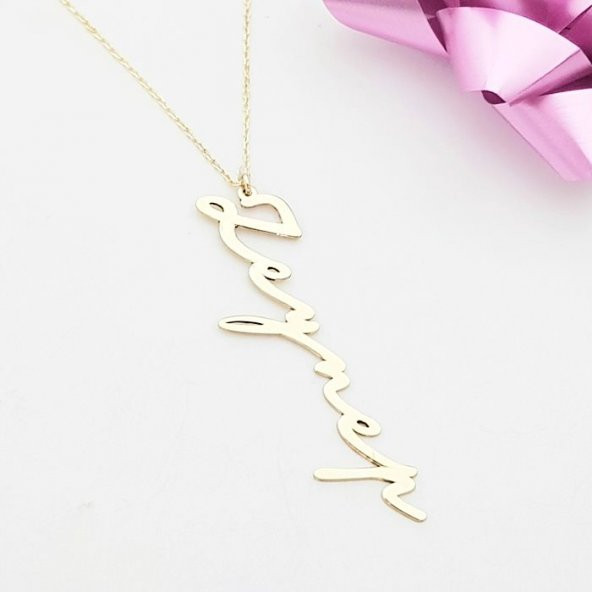 Dikey El Yazısı Gümüş Kolye ürün görseli 1