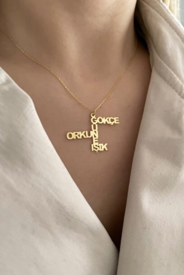 Çoklu İsim Model 925 Ayar Gümüş Kadın Kolye Özel Gün Hediyesi