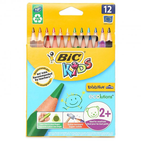 Bic Evolution Üçgen Jumbo Kuru Boya Kalemi 12Li Kutu