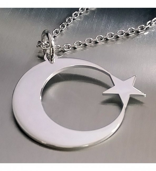 Ay Yıldız Gümüş Kolye Özel Gün Hediyesi