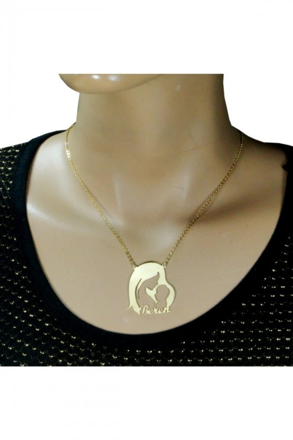 Anne Bebek Tasvirli Gümüş Isim Kolye - Resim 2