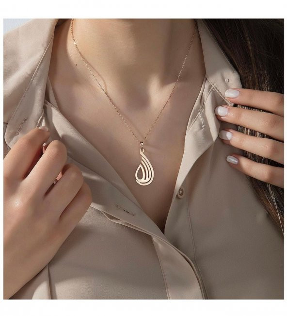 Allah Yazılı 925 Ayar Gümüş Kadın Kolye Özel Gün Hediyesi