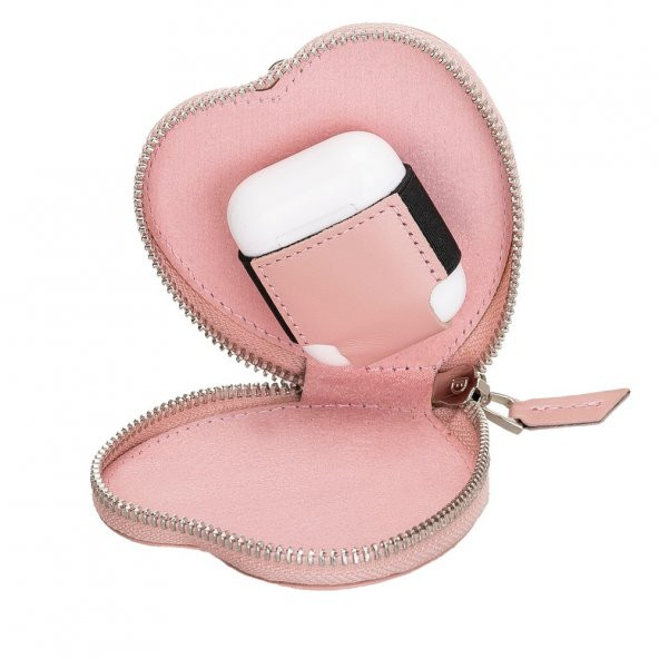 Apple AirPods 2.nesil Uyumlu Deri Kılıf Valentine NU2 Pembe - 2