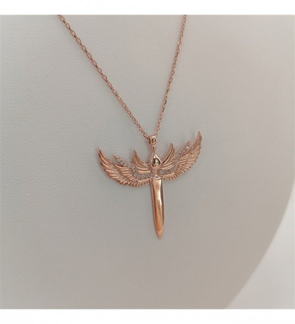 925 Ayar Mikail Kılıcı Rose Gold Hediyelik Kadın Kolye