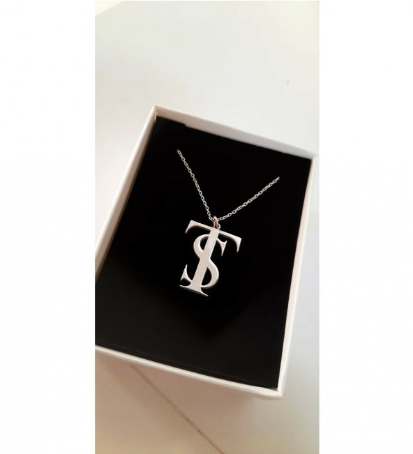 925 Ayar Kişiye Özel Tasarım İki Harfli Gümüş Kolye Özel Gün Hediyesi ürün görseli 1