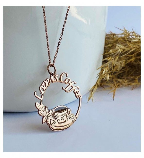 925 Ayar Kahve Aşkı Gümüş Hediyelik Kolye