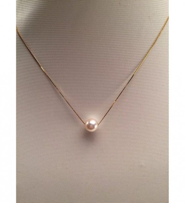 925 Ayar Gümüş Zincir Küre İnci Model Gümüş Hediyelik Kolye ürün görseli 1