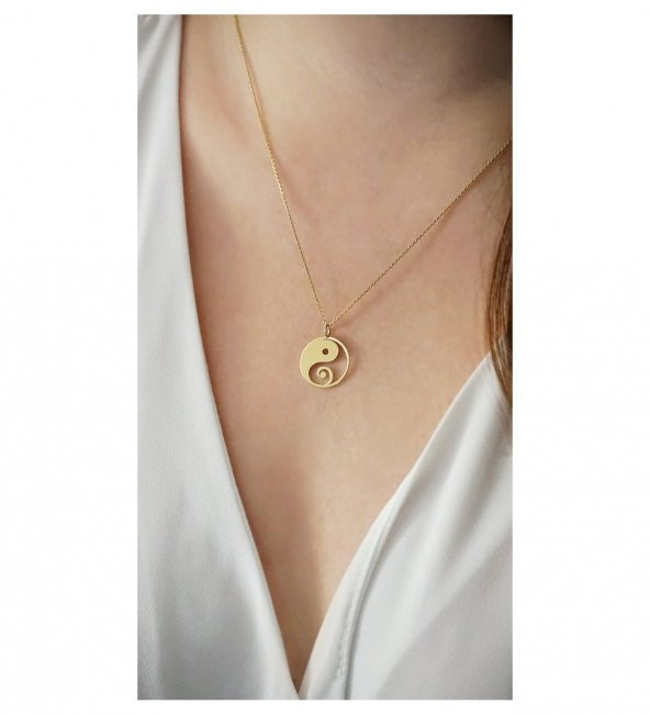 925 Ayar Gümüş Yin Yang Tasarım Kolye ürün görseli 1