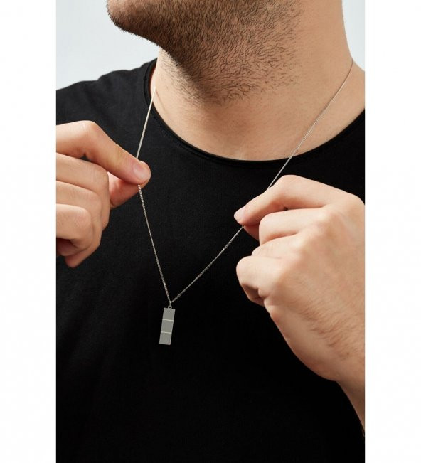 925 Ayar Gümüş Layers Model Erkek Tasarım Kolye - Resim 2