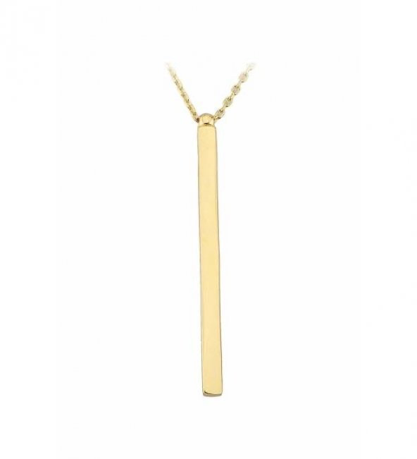 925 Ayar Gümüş Kişiye Özel Gold Çubuk Unisex Kolye