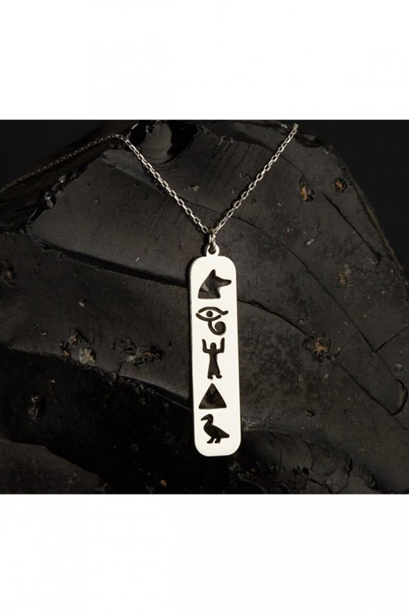 925 Ayar Gümüş Hiyeroglif Kolye Özel Gün Hediyesi