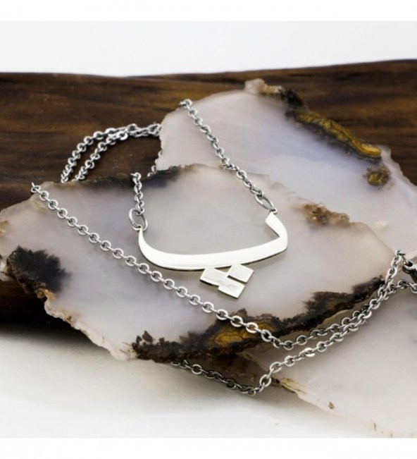 925 Ayar Arapça Yazılı Unisex Gümüş Hediyelik Kolye ürün görseli 1