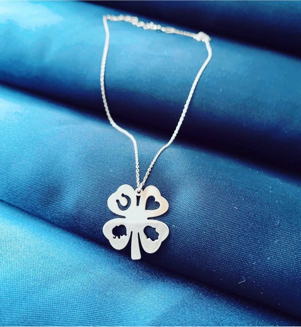 925 Ayar 4 Yapraklı Yonca Model Şans Hediyelik Gümüş Kolye ürün görseli 1