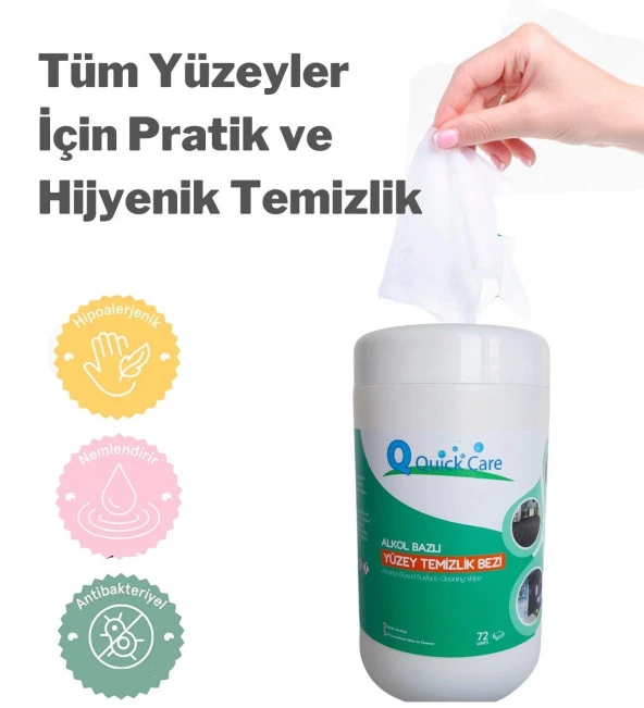 Islak Kova Mendil 72 Adet - Dezenfektanlı Alkol Bazlı, Limon Kokulu - 2