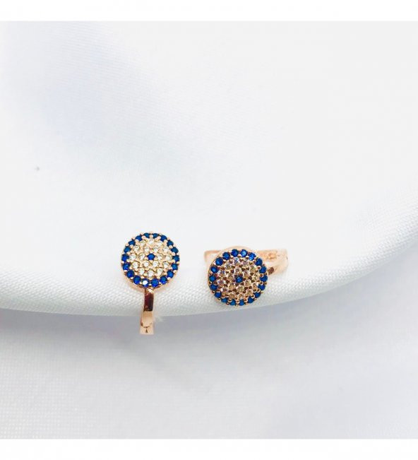 Taşlı Nazar Gümüş Küpe