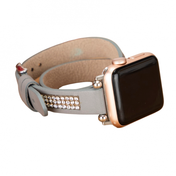 Bouletta Apple Watch Uyumlu Deri Kordon 38-40-41mm DT Taşlı RST9