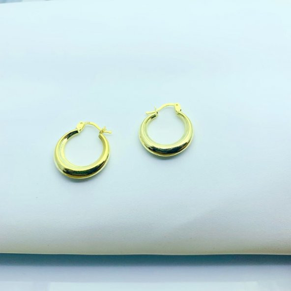 925 Ayar Halka Model Gold Kadın Küpe